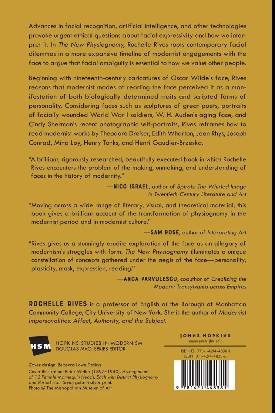 Rückseite: 9781421448381 | New Physiognomy | Face, Form, and Modern Expression | Rochelle Rives
