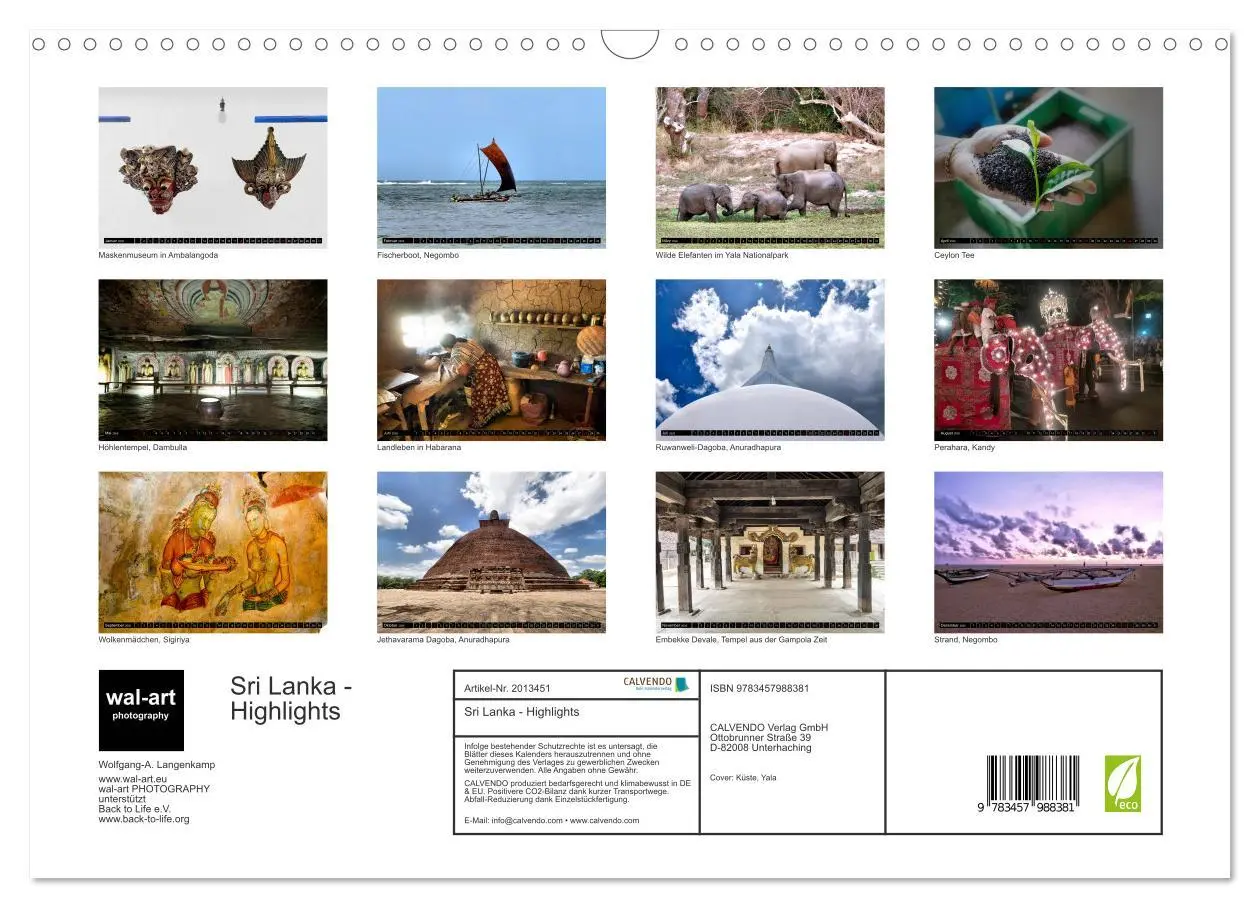 Bild: 9783457988381 | Sri Lanka - Highlights (Wandkalender 2026 DIN A3 quer), CALVENDO...