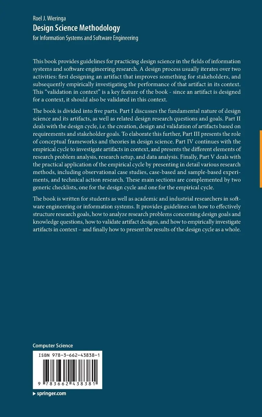 Rückseite: 9783662438381 | Design Science Methodology for Information Systems and Software...