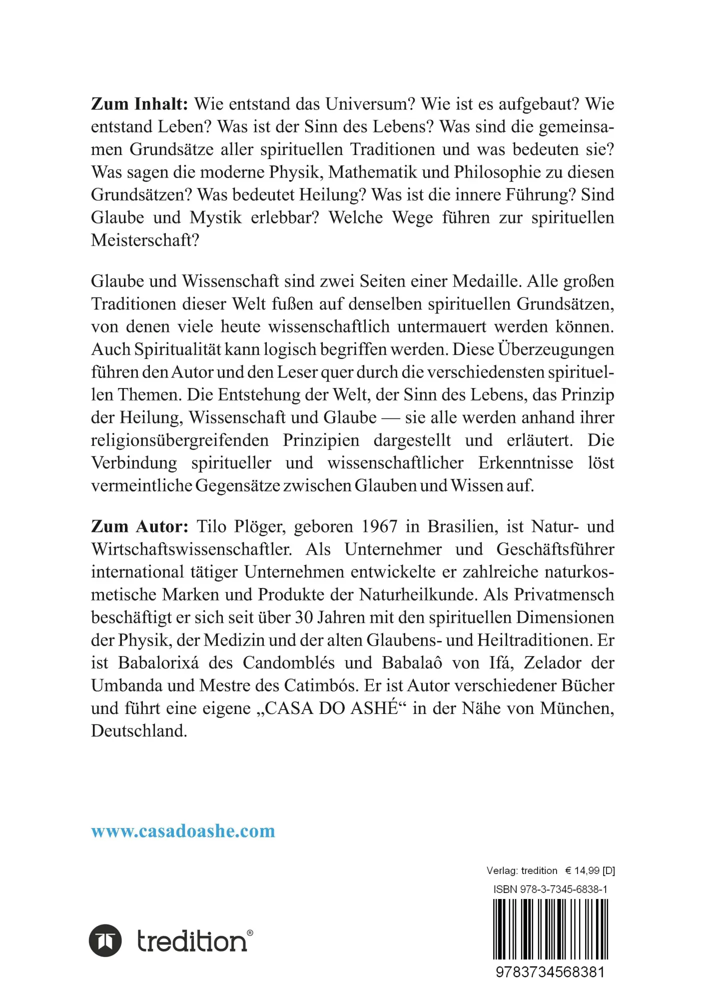 Rückseite: 9783734568381 | DAS BUCH DES LEBENS | Die Mysterien von Geist und Materie | Plöger