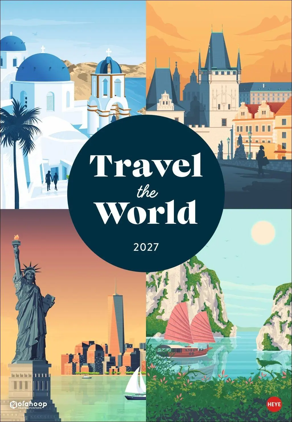 Cover: 9783756418381 | Travel the World Posterkalender 2027 | Olahoop Travel Posters | 14 S.