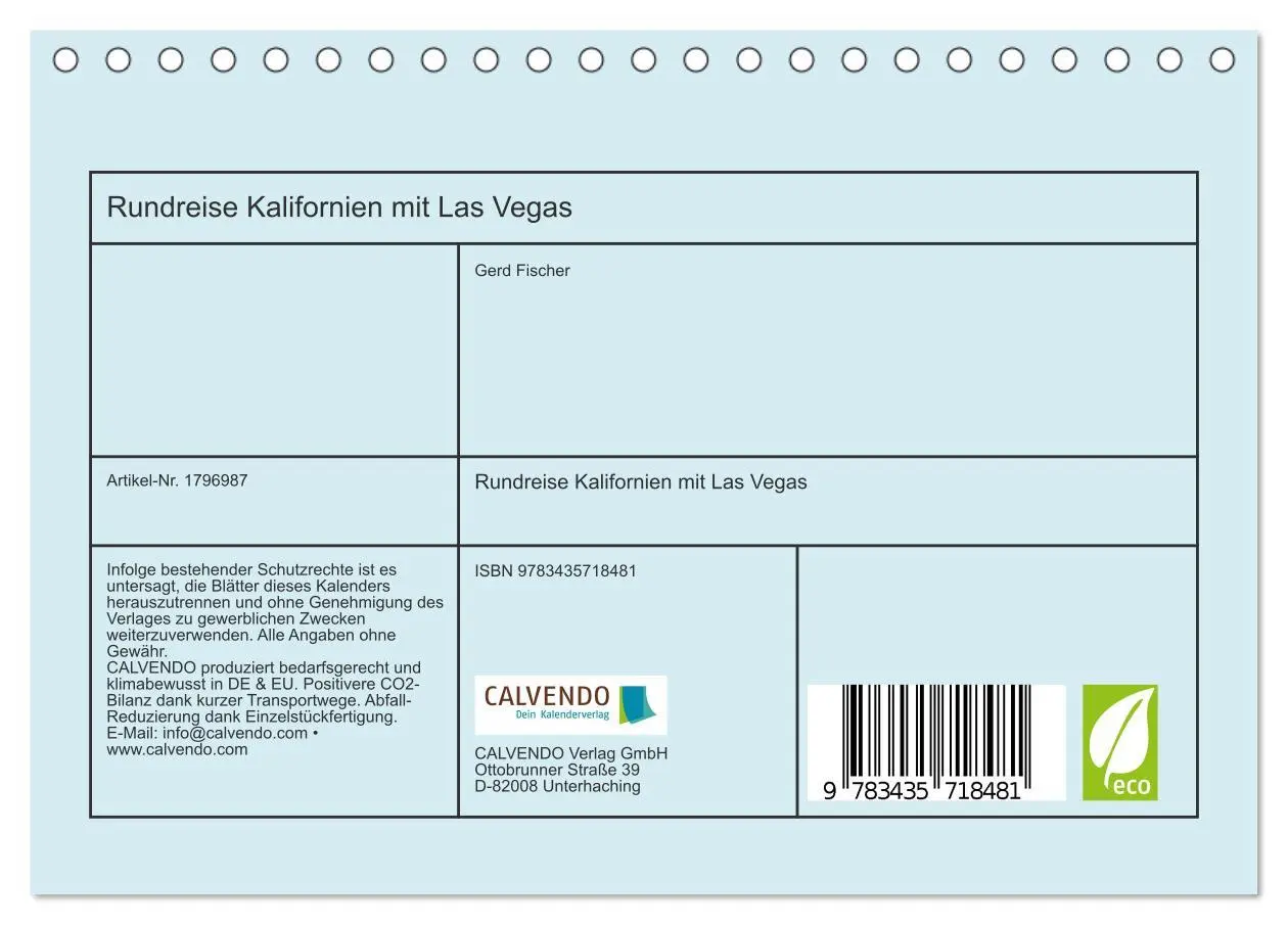 Bild: 9783435718481 | Rundreise Kalifornien mit Las Vegas (Tischkalender 2025 DIN A5...
