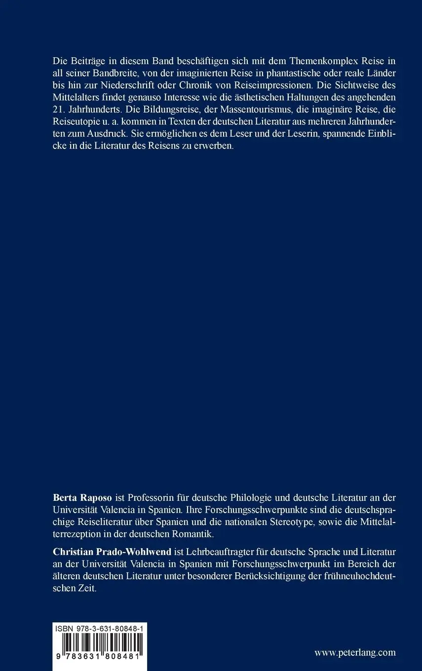 Rückseite: 9783631808481 | Reisen in der deutschen Literatur: Realität und Phantasie | Buch
