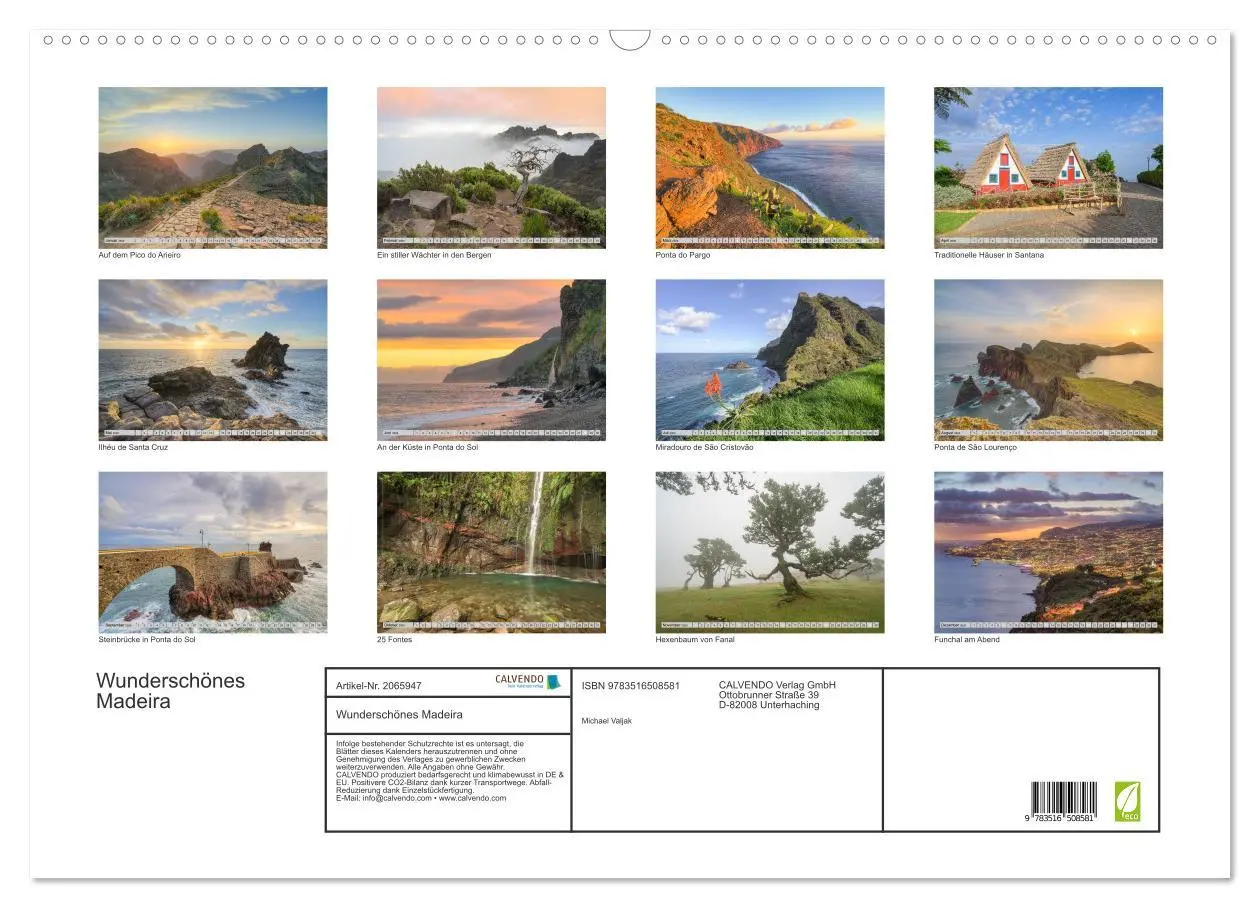 Bild: 9783516508581 | Wunderschönes Madeira (Wandkalender 2026 DIN A2 quer), CALVENDO...