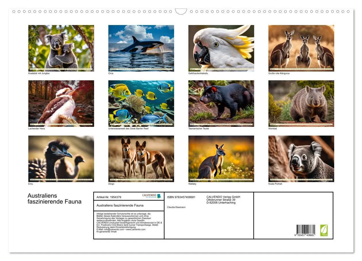 Bild: 9783457408681 | Australiens faszinierende Fauna (Wandkalender 2026 DIN A2 quer),...