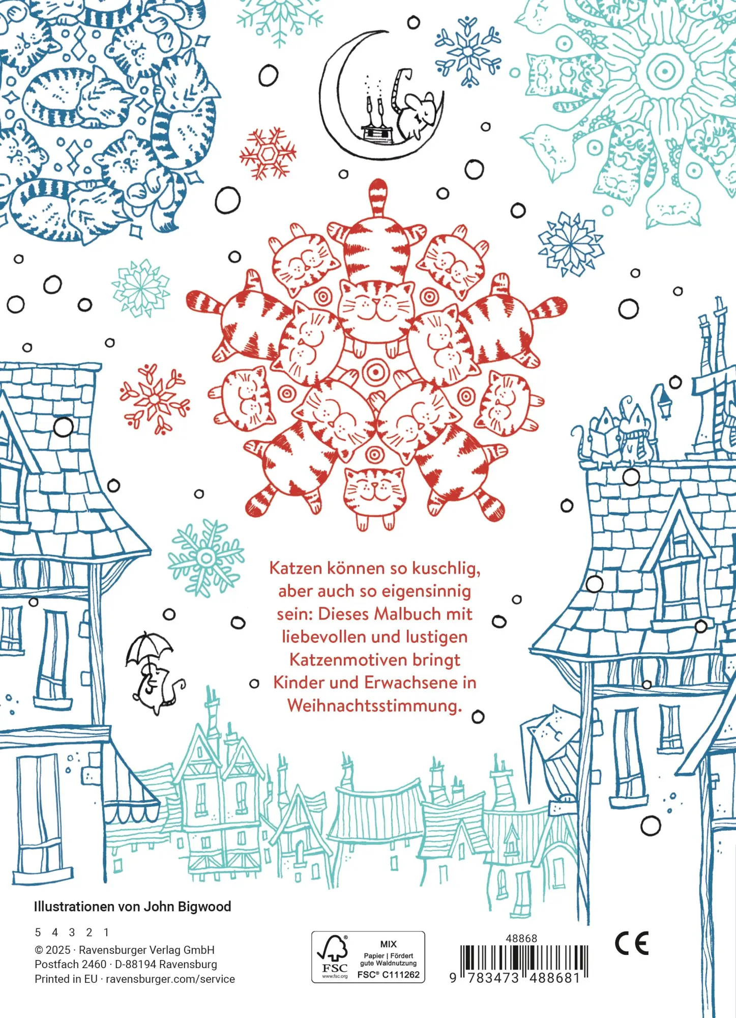 Rückseite: 9783473488681 | A Million Christmas Cats: Mein Katzen-Malbuch zu Weihnachten | Bigwood