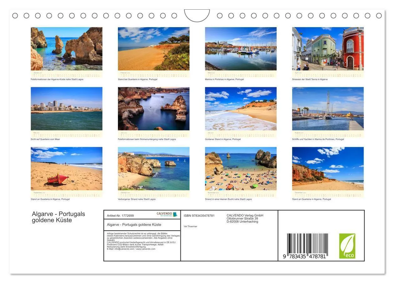 Bild: 9783435478781 | Algarve - Portugals goldene Küste (Wandkalender 2025 DIN A4 quer),...