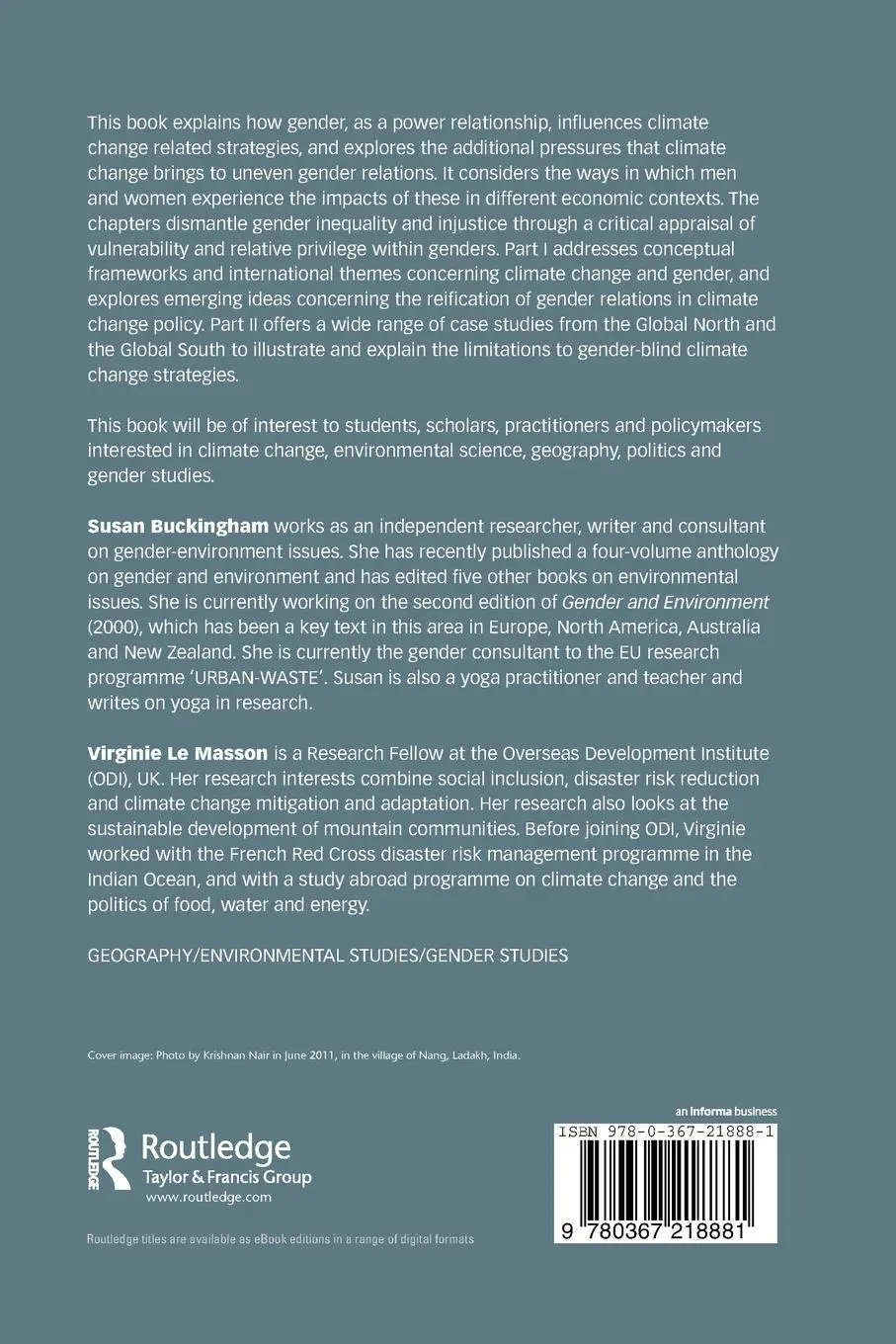 Rückseite: 9780367218881 | Understanding Climate Change through Gender Relations | Taschenbuch
