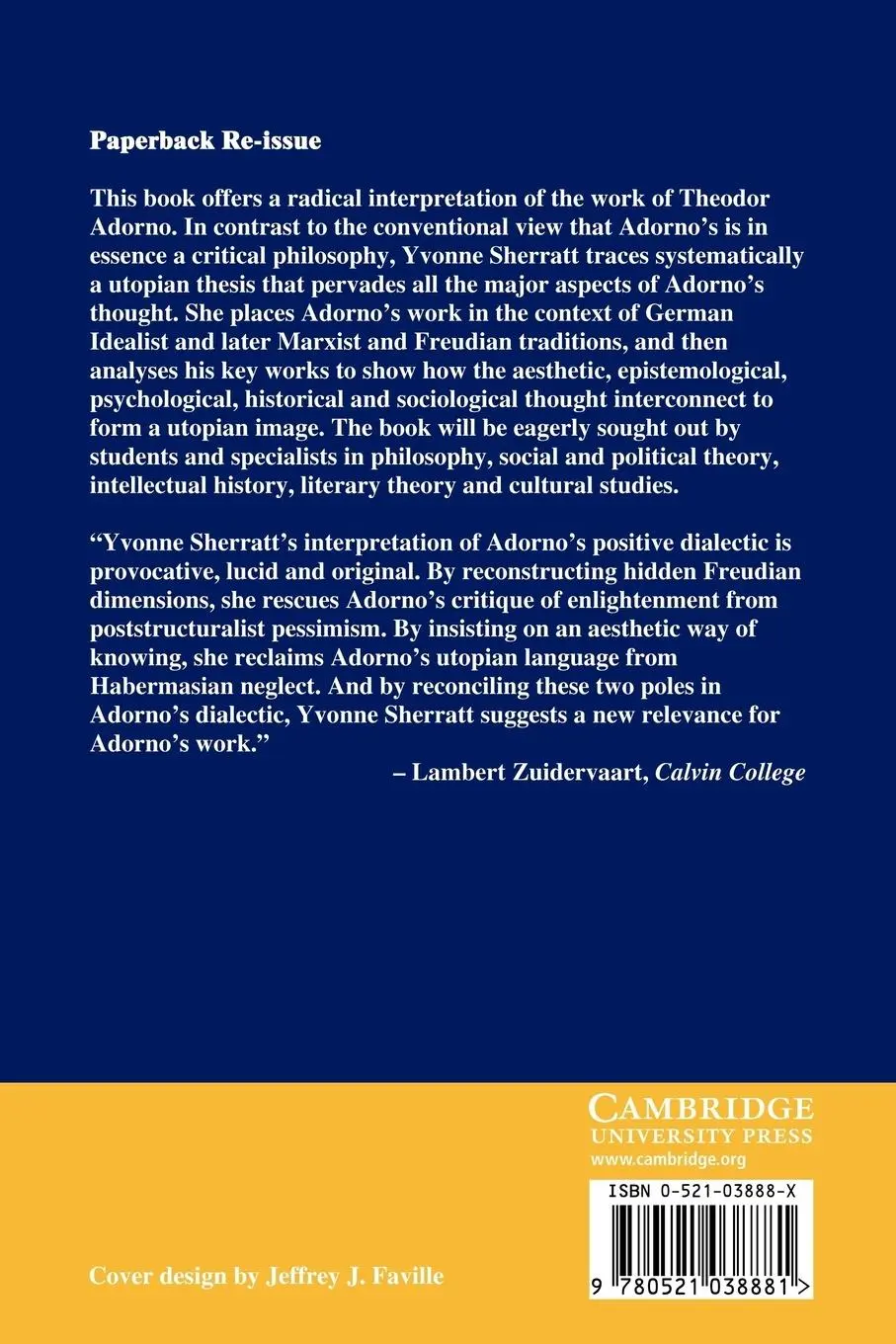 Rückseite: 9780521038881 | Adorno's Positive Dialectic | Yvonne Sherratt | Taschenbuch | Englisch