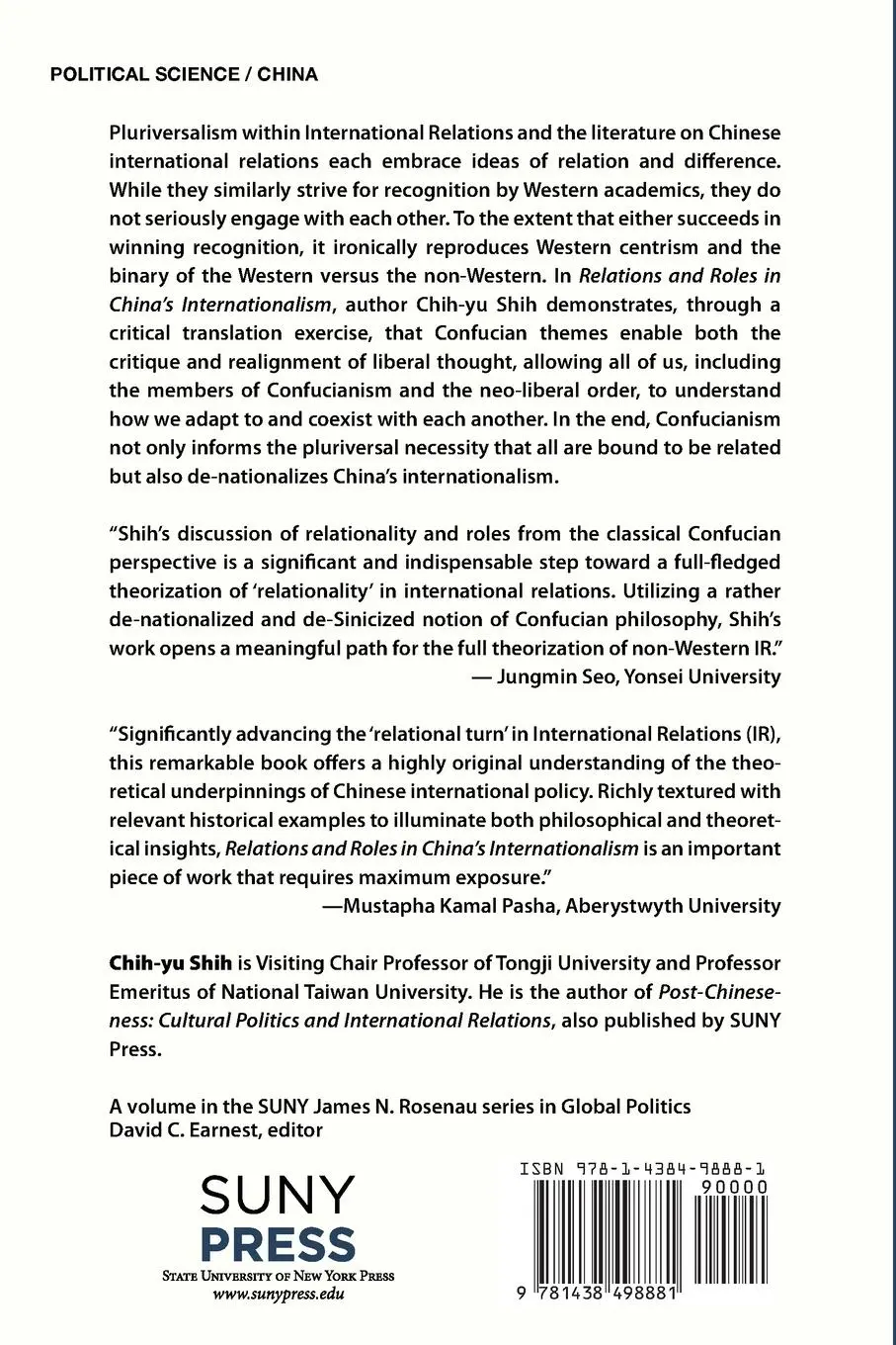 Rückseite: 9781438498881 | Relations and Roles in China's Internationalism | Chih-Yu Shih | Buch