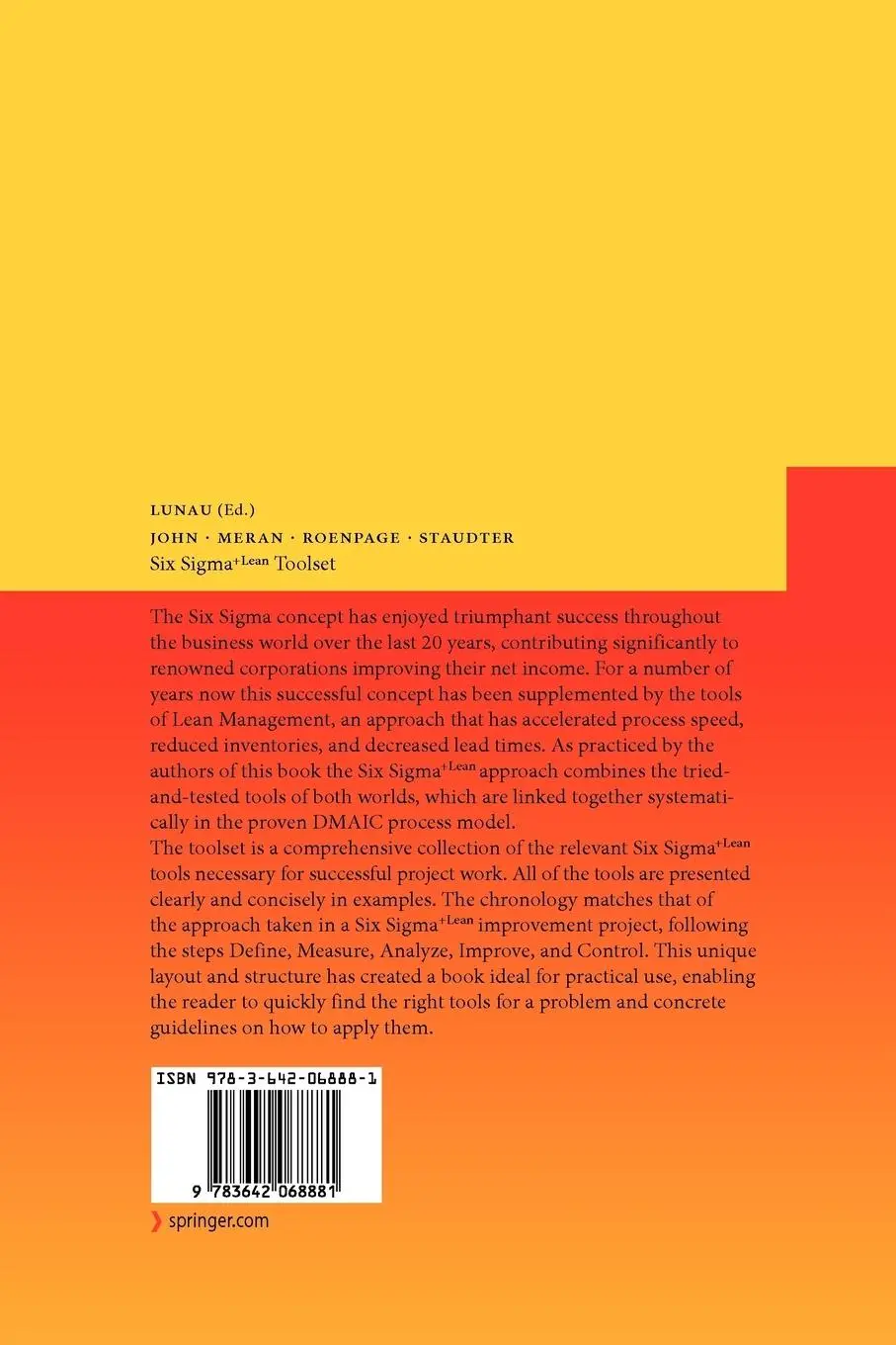 Rückseite: 9783642068881 | Six Sigma+Lean Toolset | Executing Improvement Projects Successfully