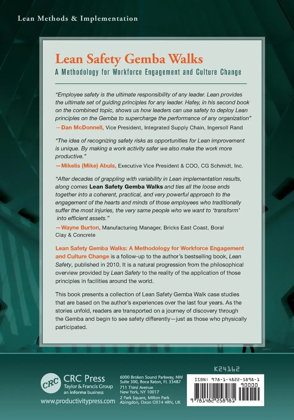 Rückseite: 9781482258981 | Lean Safety Gemba Walks | Robert B. Hafey | Taschenbuch | Englisch