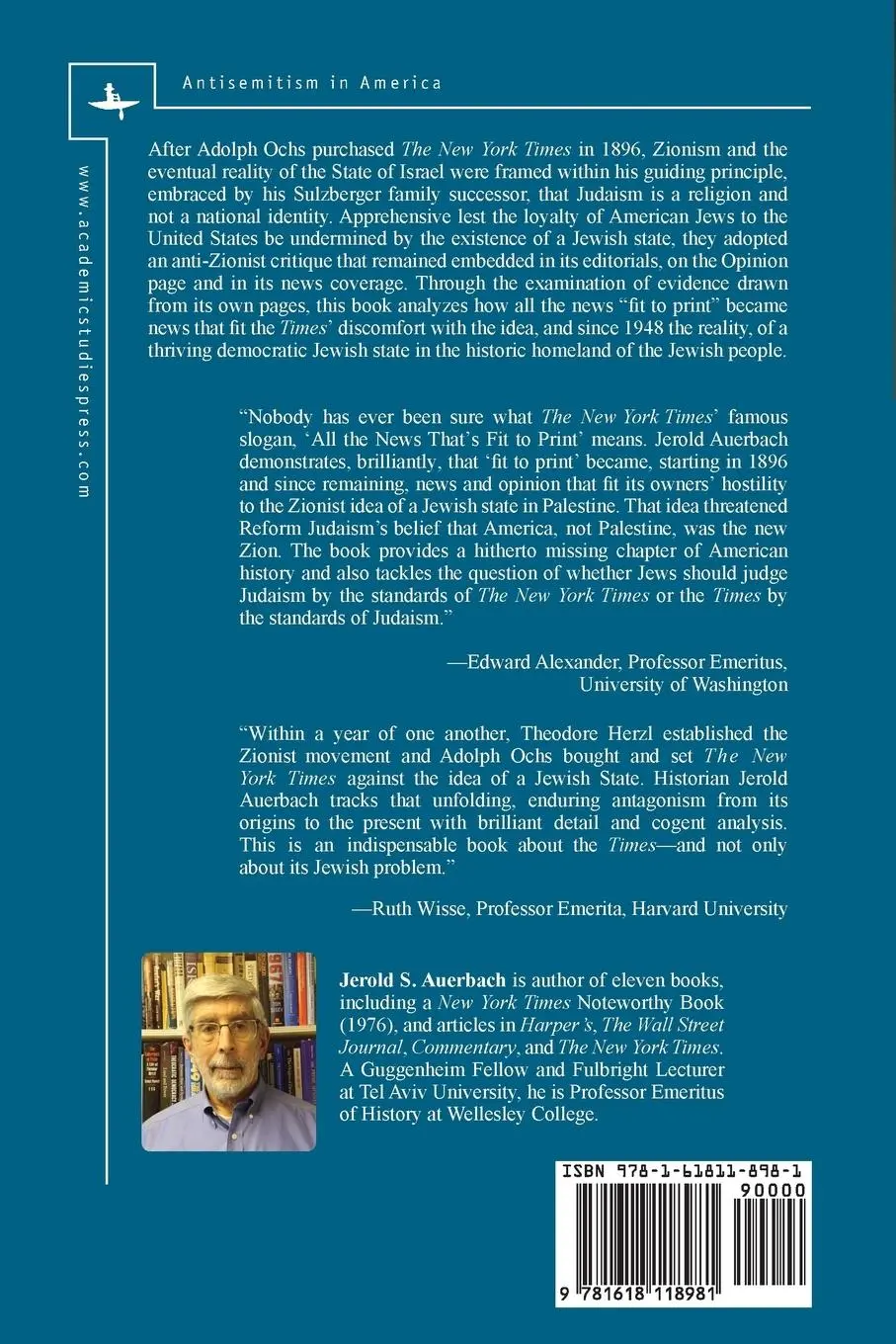 Rückseite: 9781618118981 | Print to Fit | The New York Times, Zionism and Israel (1896-2016)