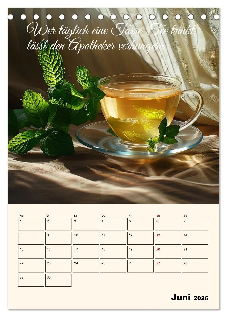 Bild: 9783516258981 | Du, mein geliebter Tee (Tischkalender 2026 DIN A5 hoch), CALVENDO...