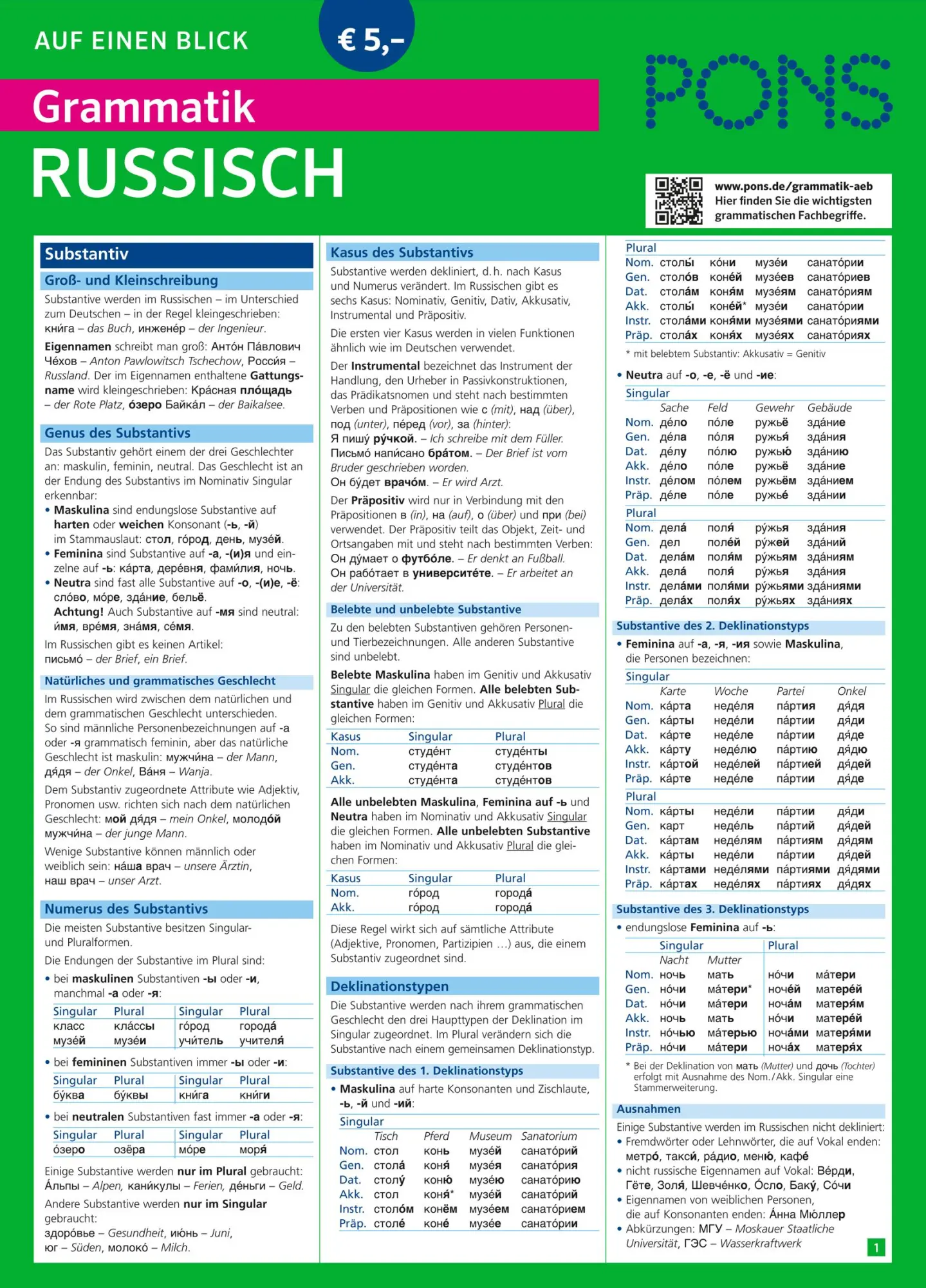 Cover: 9783125619081 | PONS Grammatik auf einen Blick Russisch | Olga Marten | Buch | 6 S.