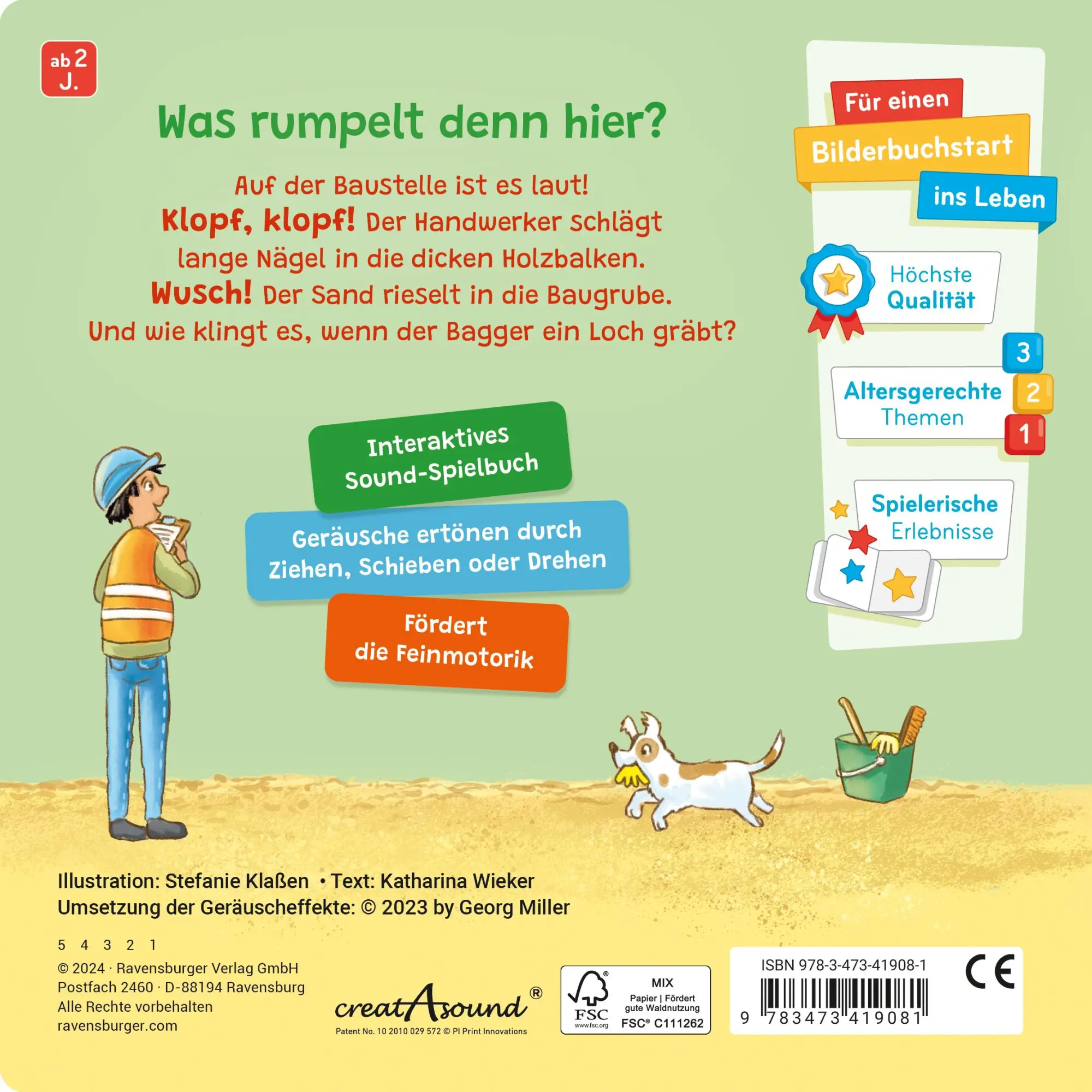Rückseite: 9783473419081 | Spielen, hören, staunen - Baustelle | Katharina Wieker | Buch | 10 S.