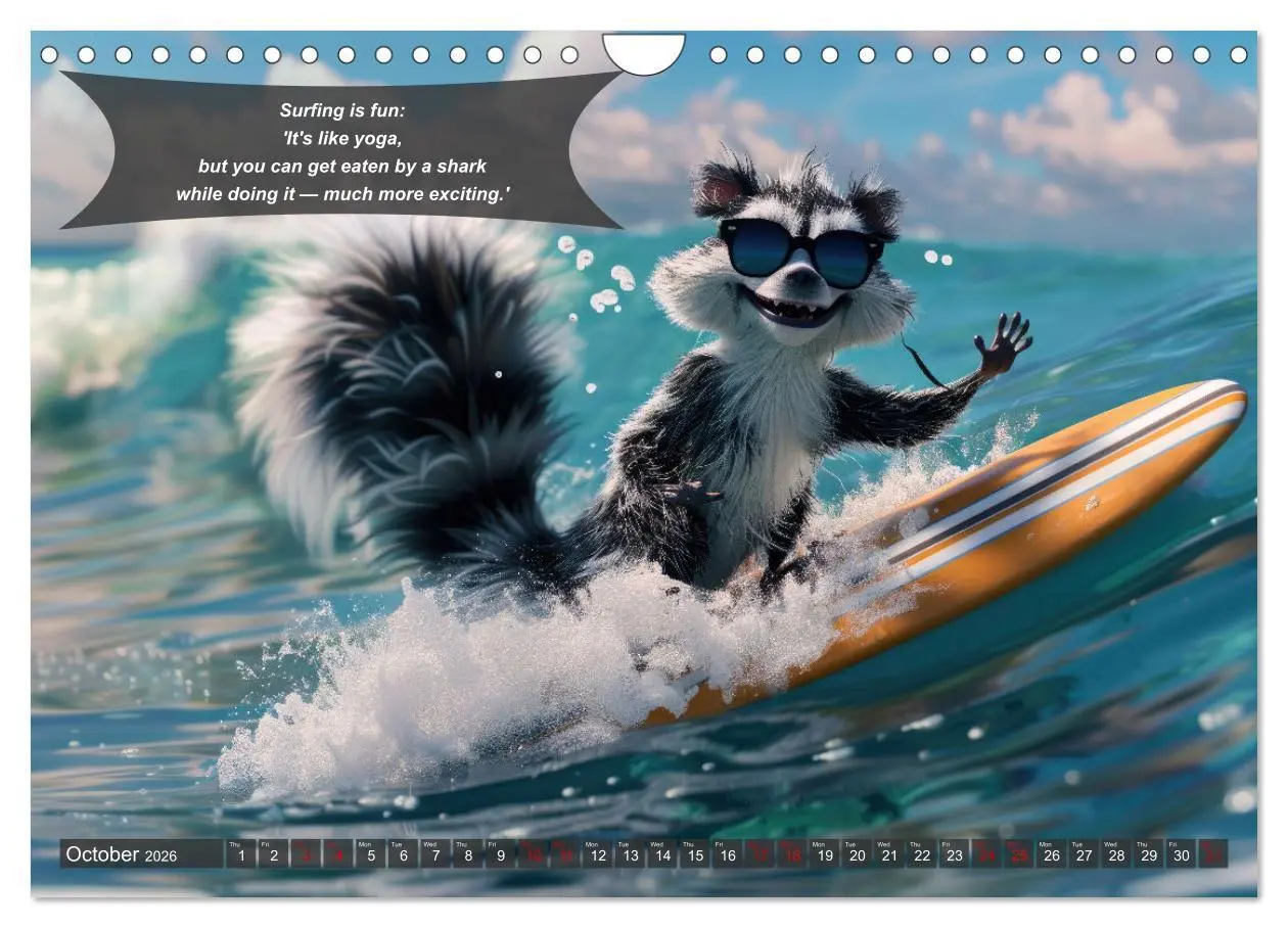 Bild: 9783516529081 | A year of fun with surfing animals (Wall Calendar 2026 DIN A4...