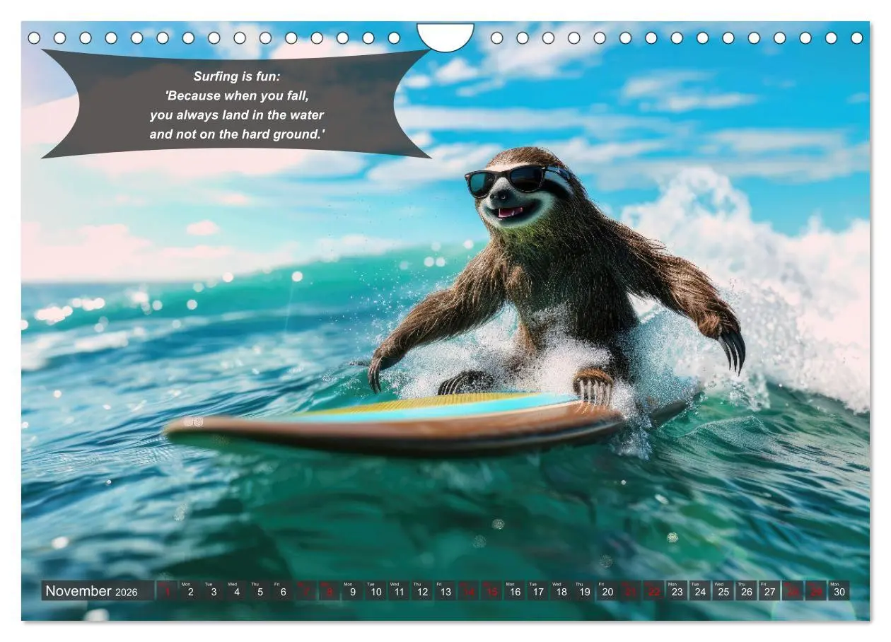 Bild: 9783516529081 | A year of fun with surfing animals (Wall Calendar 2026 DIN A4...