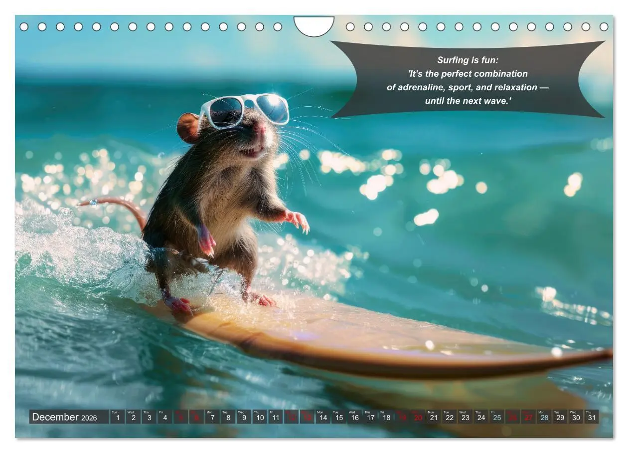 Bild: 9783516529081 | A year of fun with surfing animals (Wall Calendar 2026 DIN A4...