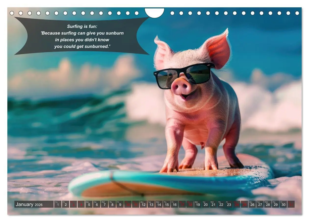 Bild: 9783516529081 | A year of fun with surfing animals (Wall Calendar 2026 DIN A4...