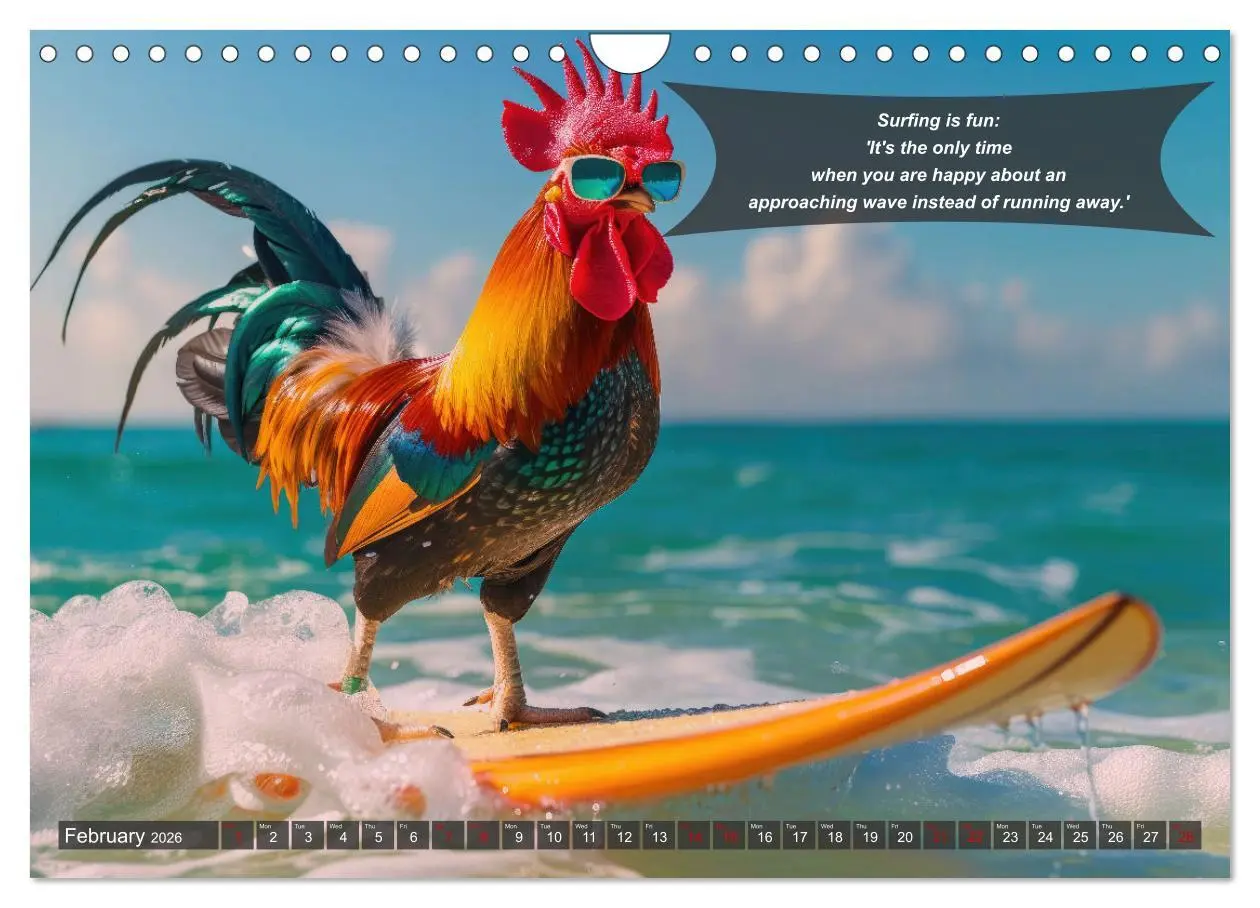 Bild: 9783516529081 | A year of fun with surfing animals (Wall Calendar 2026 DIN A4...