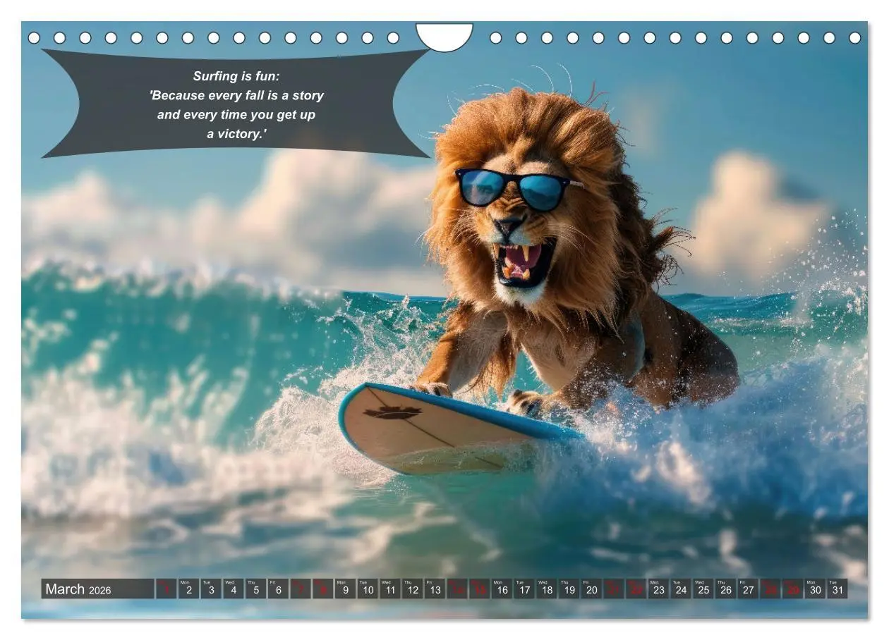 Bild: 9783516529081 | A year of fun with surfing animals (Wall Calendar 2026 DIN A4...