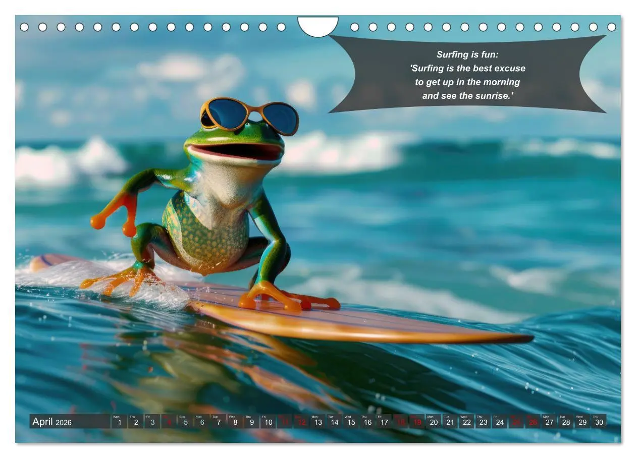 Bild: 9783516529081 | A year of fun with surfing animals (Wall Calendar 2026 DIN A4...