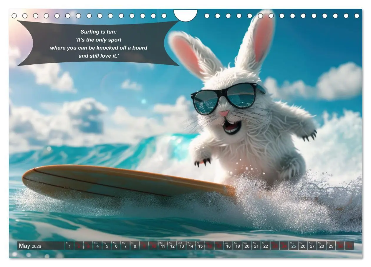 Bild: 9783516529081 | A year of fun with surfing animals (Wall Calendar 2026 DIN A4...