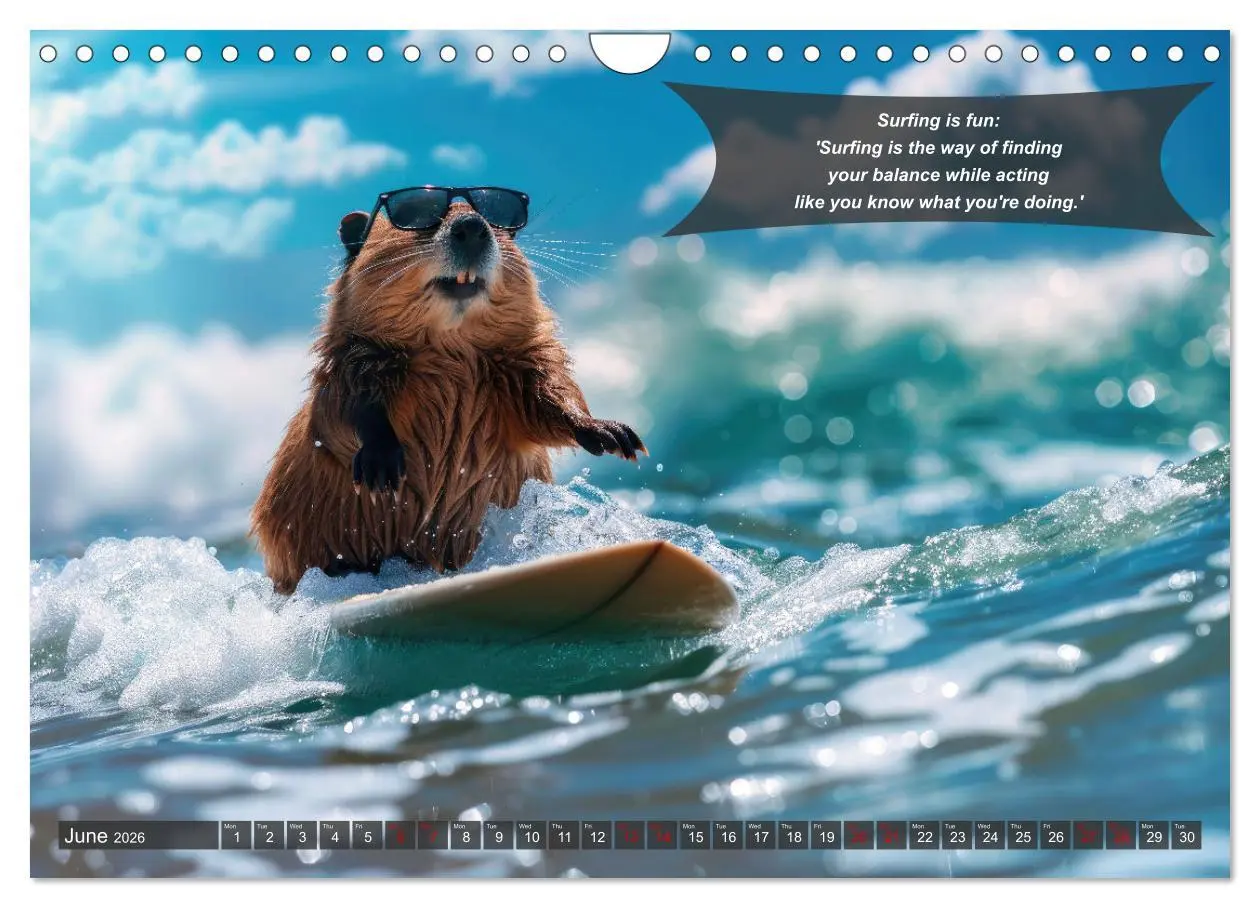 Bild: 9783516529081 | A year of fun with surfing animals (Wall Calendar 2026 DIN A4...