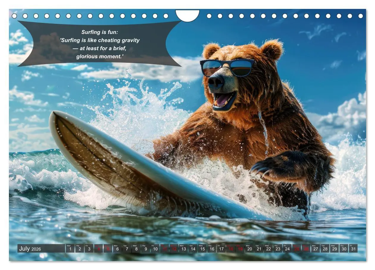 Bild: 9783516529081 | A year of fun with surfing animals (Wall Calendar 2026 DIN A4...