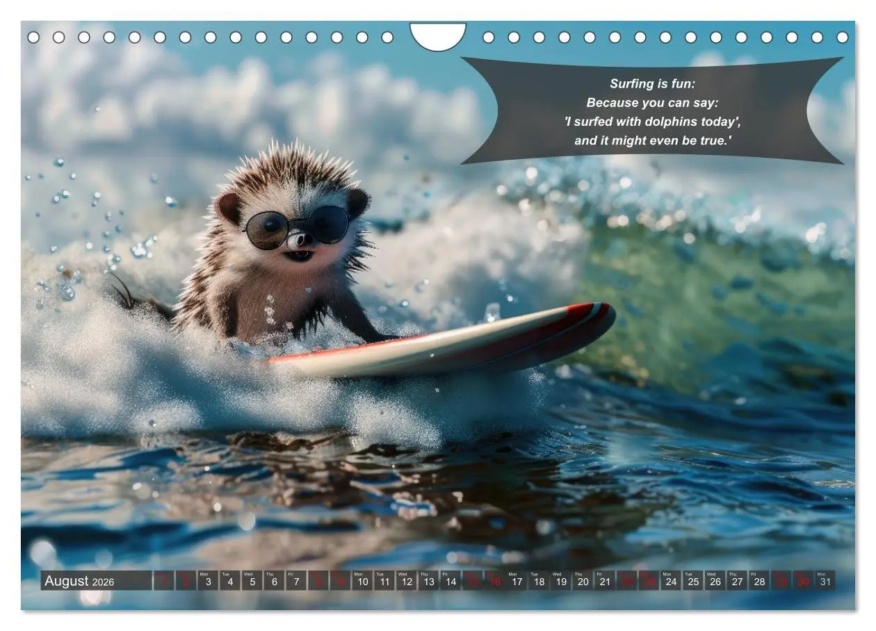 Bild: 9783516529081 | A year of fun with surfing animals (Wall Calendar 2026 DIN A4...