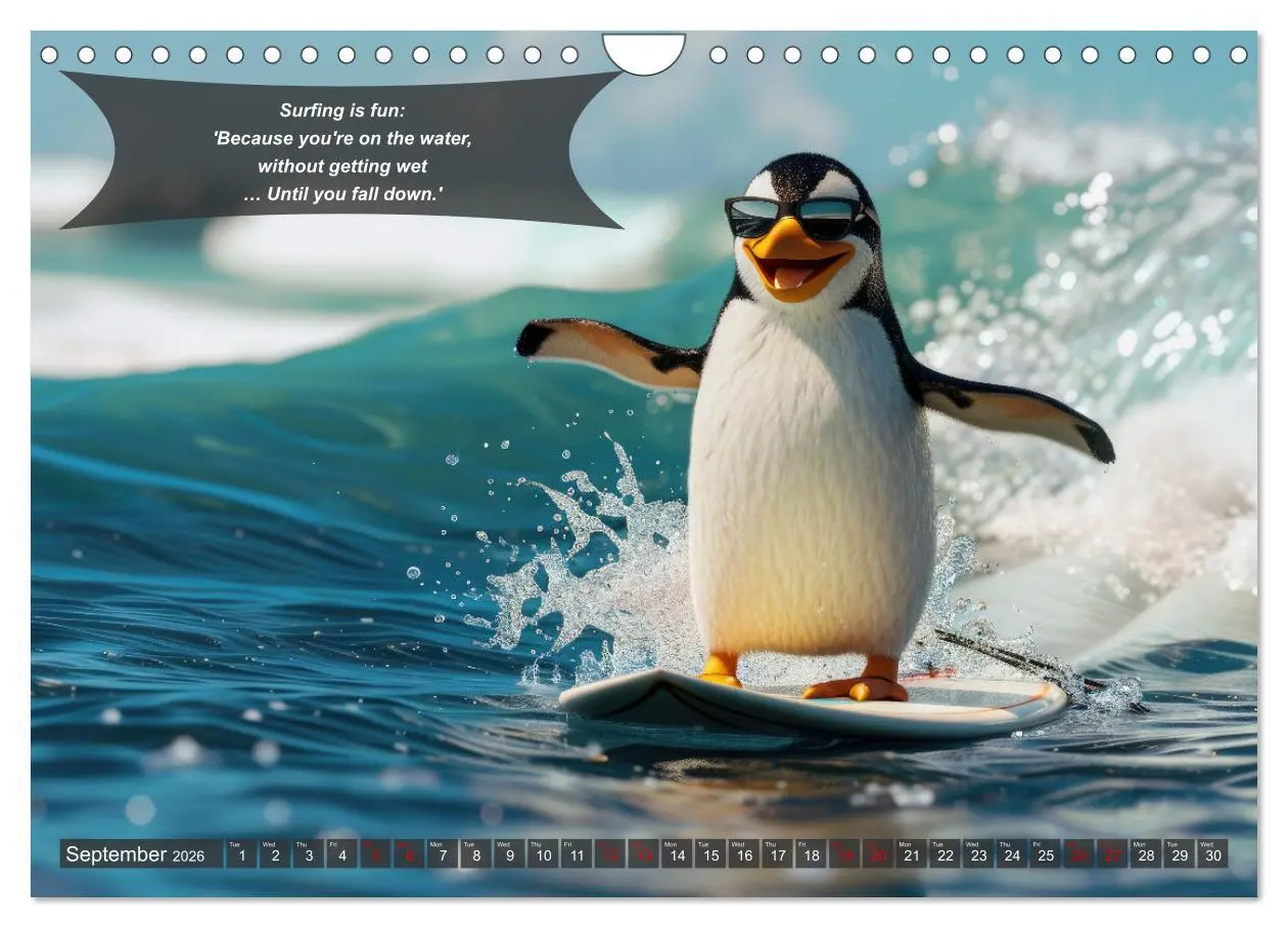 Bild: 9783516529081 | A year of fun with surfing animals (Wall Calendar 2026 DIN A4...
