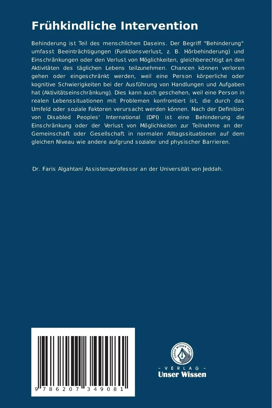 Rückseite: 9786207349081 | Frühkindliche Intervention | Faris Algahtani | Taschenbuch | Paperback