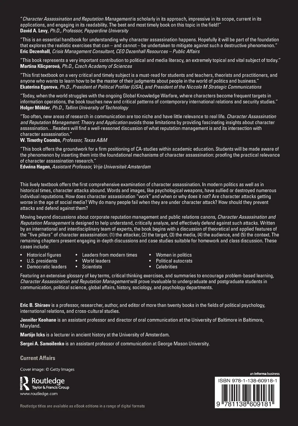 Rückseite: 9781138609181 | Character Assassination and Reputation Management | Shiraev (u. a.)
