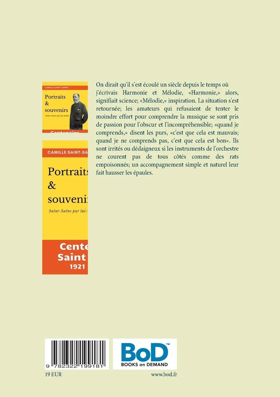 Rückseite: 9782322199181 | Portraits et souvenirs | Camille Saint-Saëns | Taschenbuch | 2021