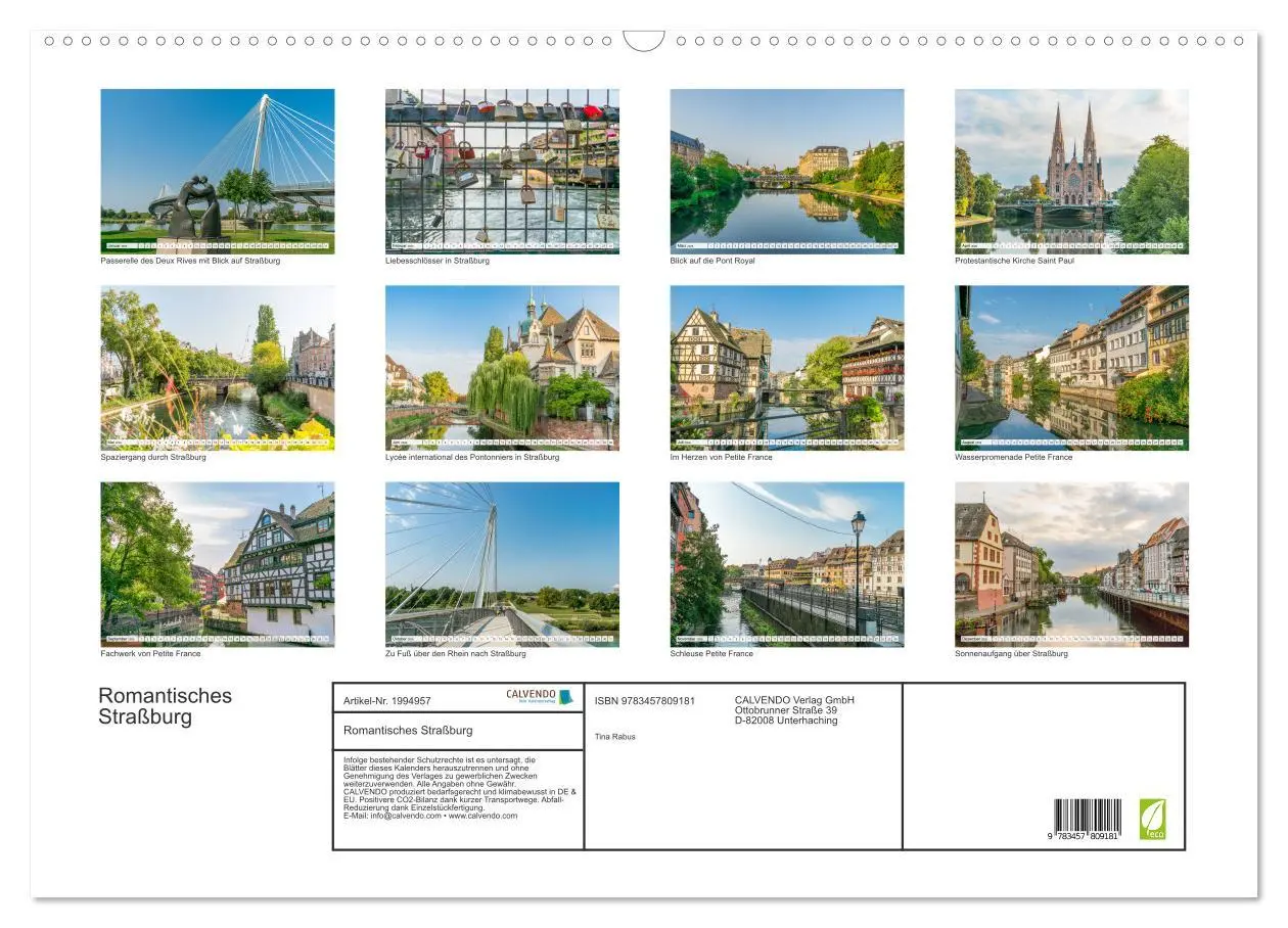 Bild: 9783457809181 | Romantisches Straßburg (Wandkalender 2026 DIN A2 quer), CALVENDO...