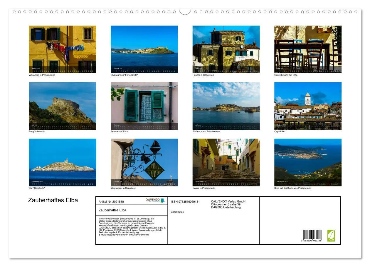 Bild: 9783516069181 | Zauberhaftes Elba (Wandkalender 2026 DIN A2 quer), CALVENDO...