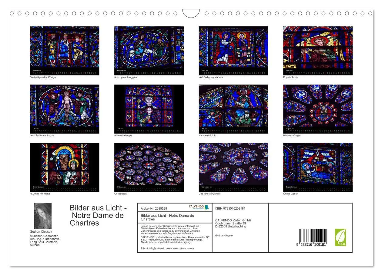 Bild: 9783516209181 | Bilder aus Licht - Notre Dame de Chartres (Wandkalender 2026 DIN A3...