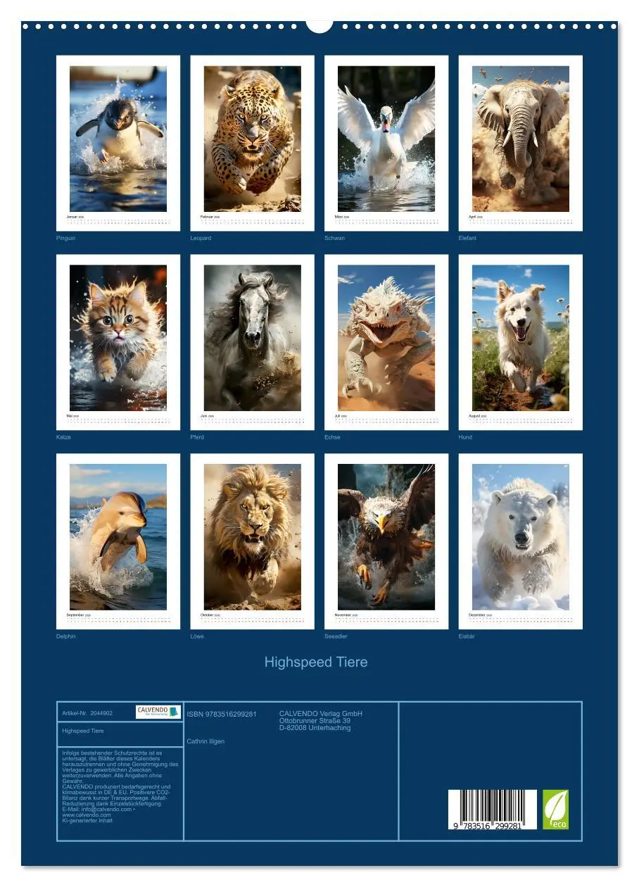 Bild: 9783516299281 | Highspeed Tiere (hochwertiger Premium Wandkalender 2026 DIN A2...