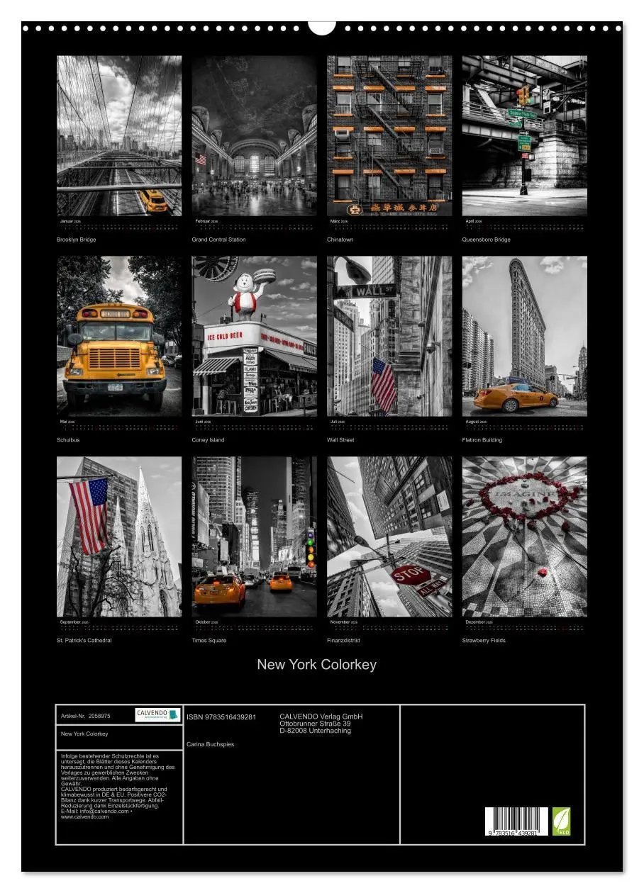 Bild: 9783516439281 | New York Colorkey (Wandkalender 2026 DIN A2 hoch), CALVENDO...