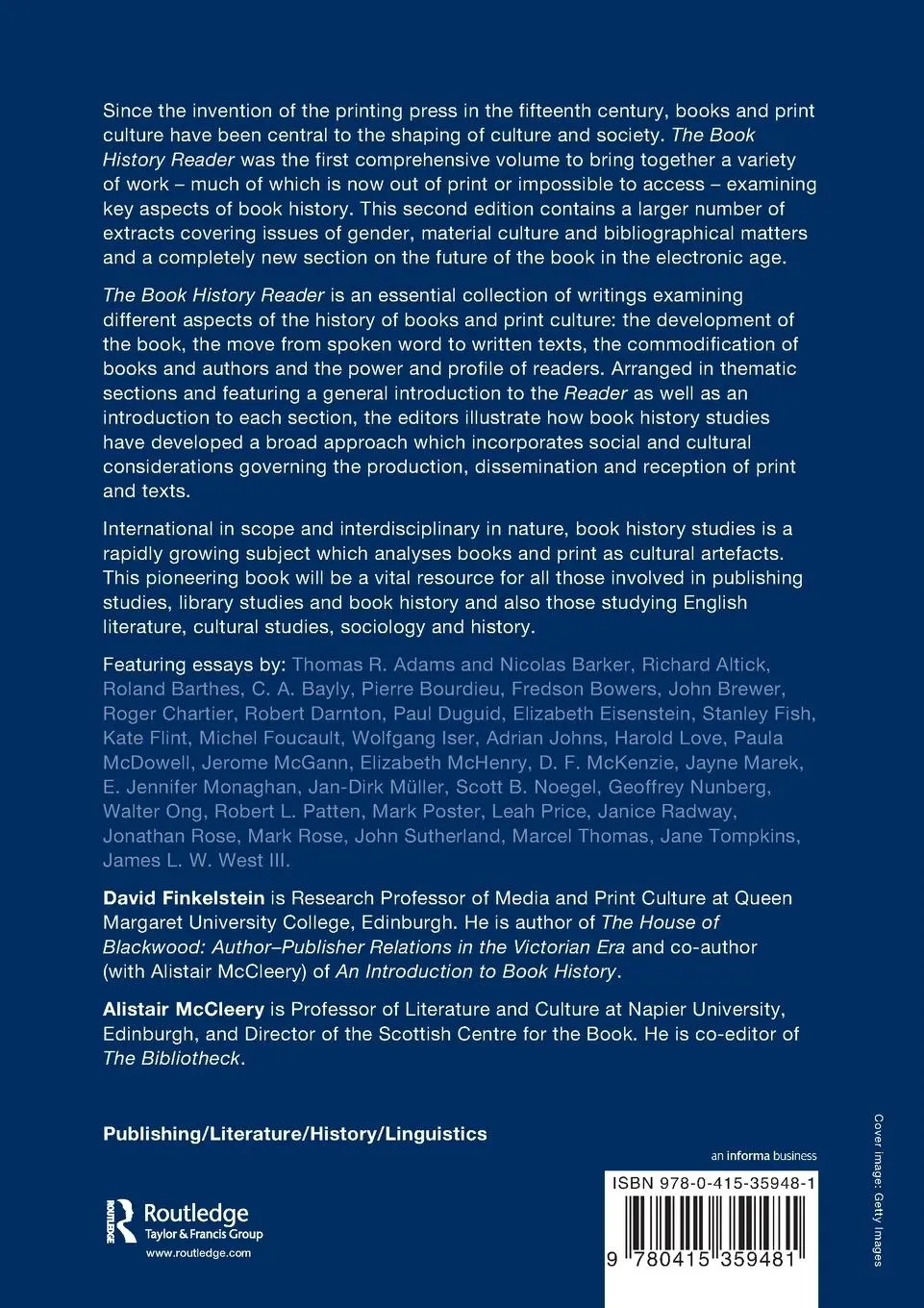 Rückseite: 9780415359481 | The Book History Reader | David Finkelstein (u. a.) | Taschenbuch