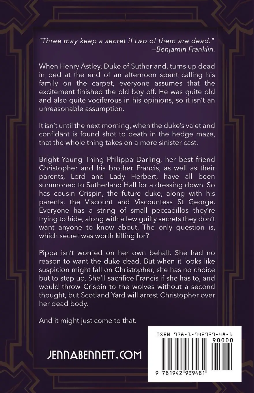 Rückseite: 9781942939481 | Secrets at Sutherland Hall | A 1920s Murder Mystery | Jenna Bennett