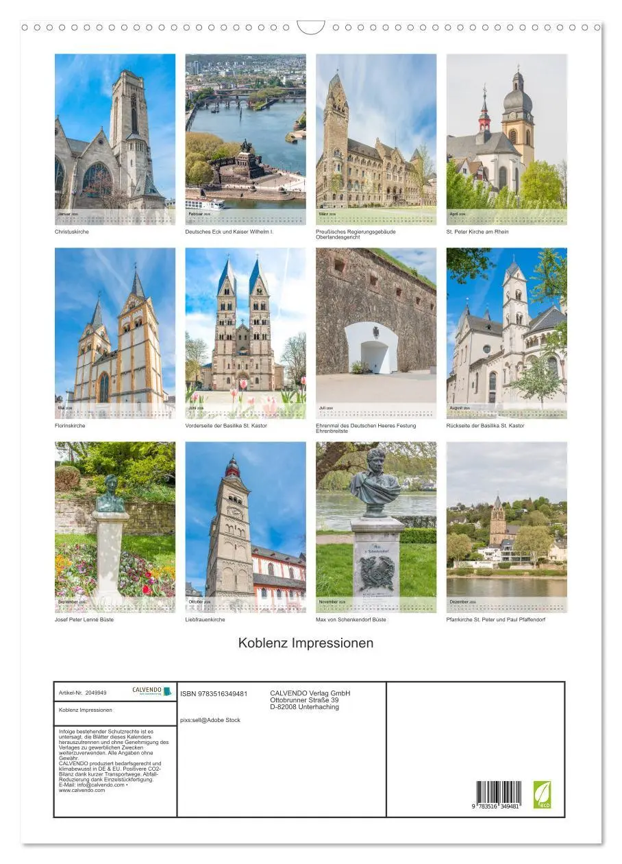 Bild: 9783516349481 | Koblenz Impressionen (Wandkalender 2026 DIN A2 hoch), CALVENDO...