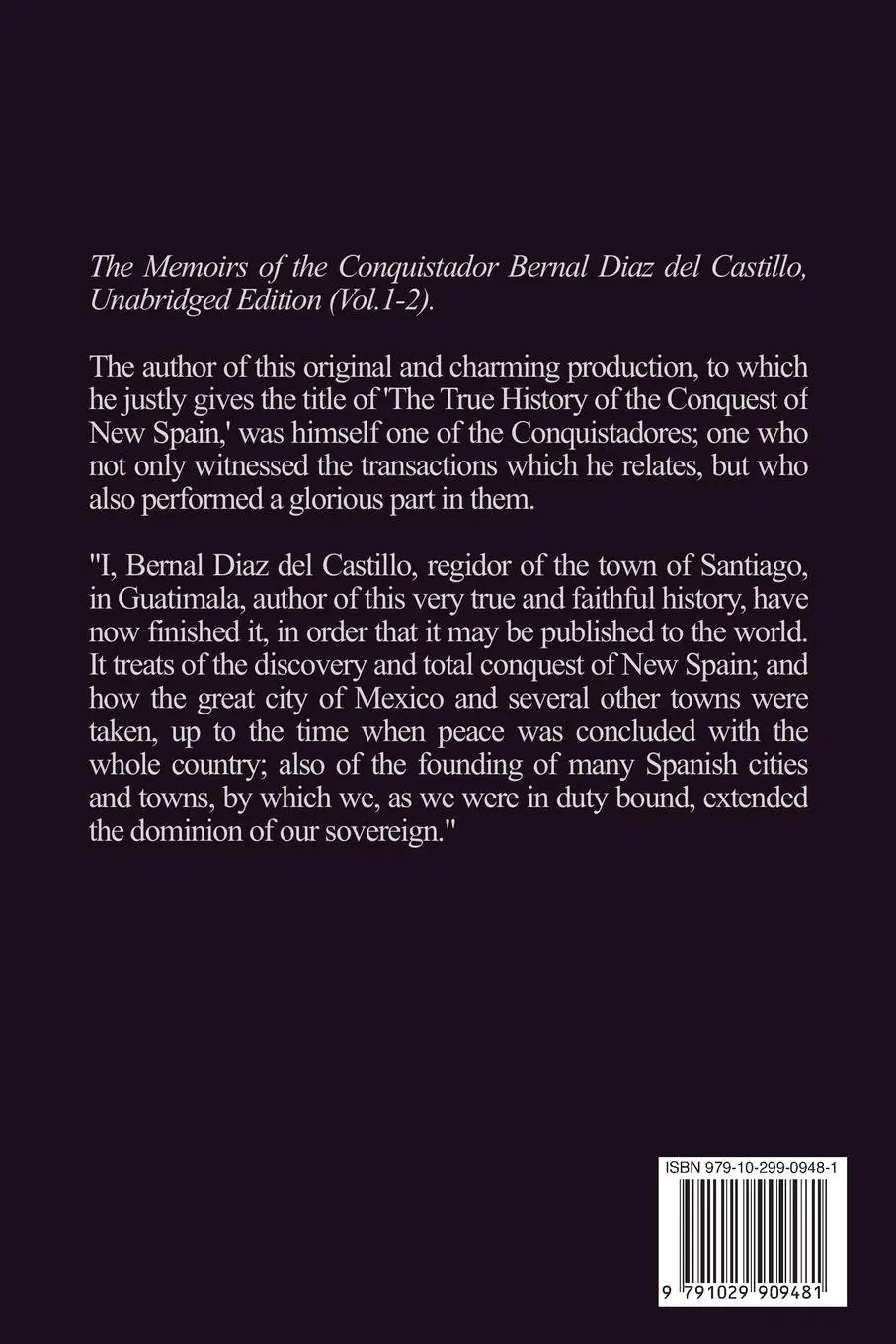 Rückseite: 9791029909481 | The True History of the Conquest of New Spain | Castillo | Taschenbuch