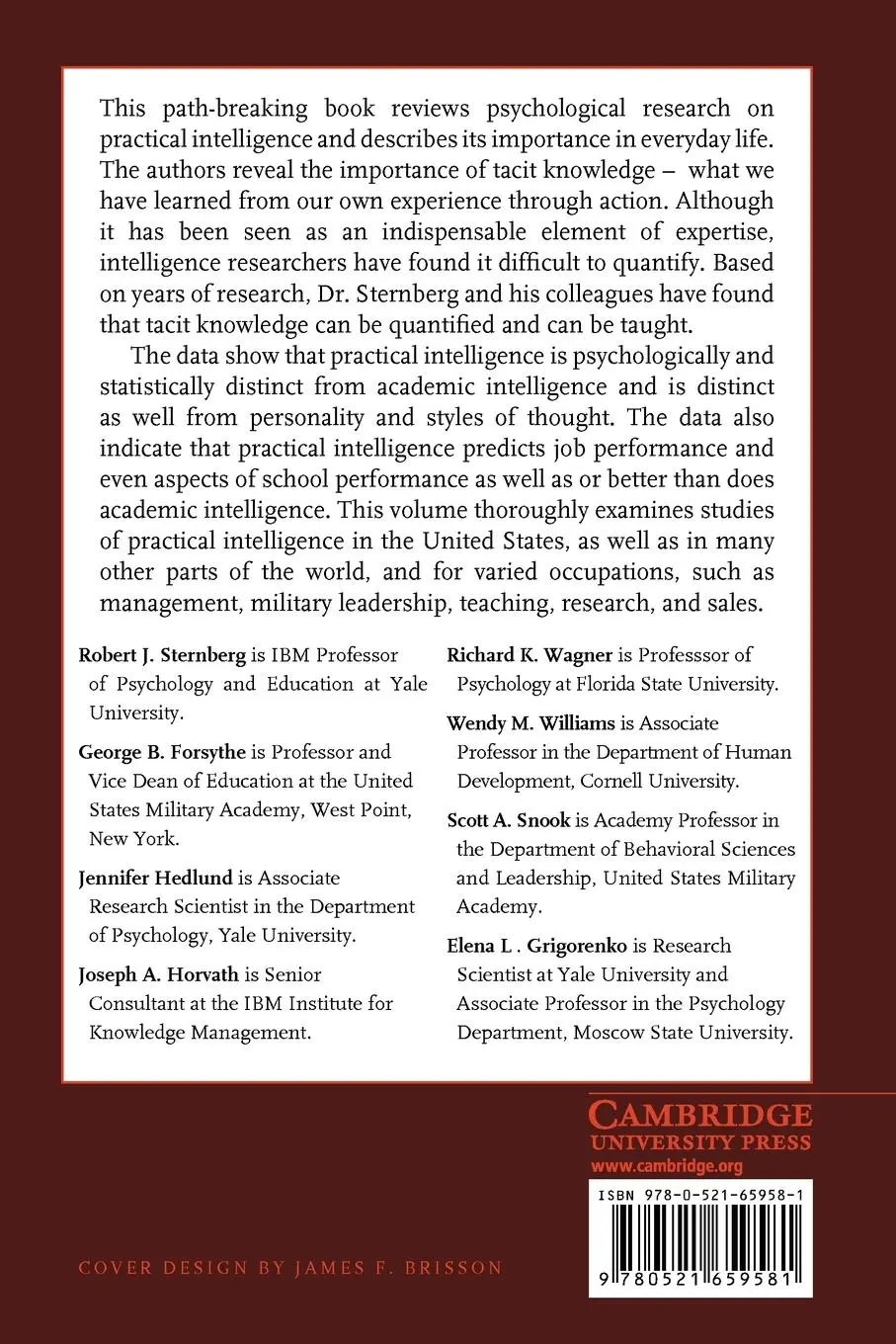 Rückseite: 9780521659581 | Practical Intelligence in Everyday Life | Robert J. Sternberg (u. a.)