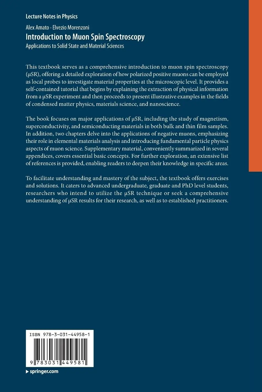 Rückseite: 9783031449581 | Introduction to Muon Spin Spectroscopy | Elvezio Morenzoni (u. a.)