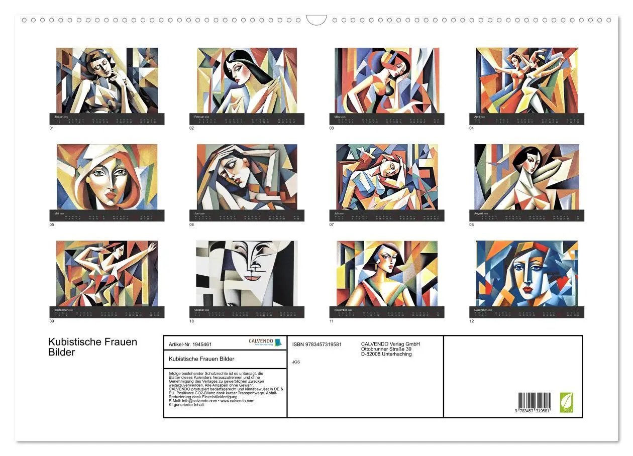 Bild: 9783457319581 | Kubistische Frauen Bilder (Wandkalender 2026 DIN A2 quer), CALVENDO...
