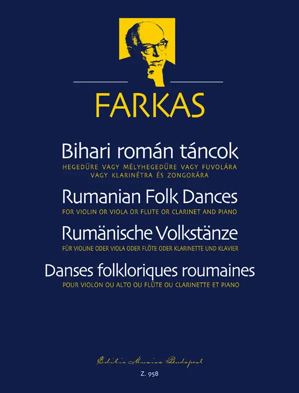 Cover: 9790080009581 | Rumänische Volkslieder aus dem Komitat biher für Violine und Klavier