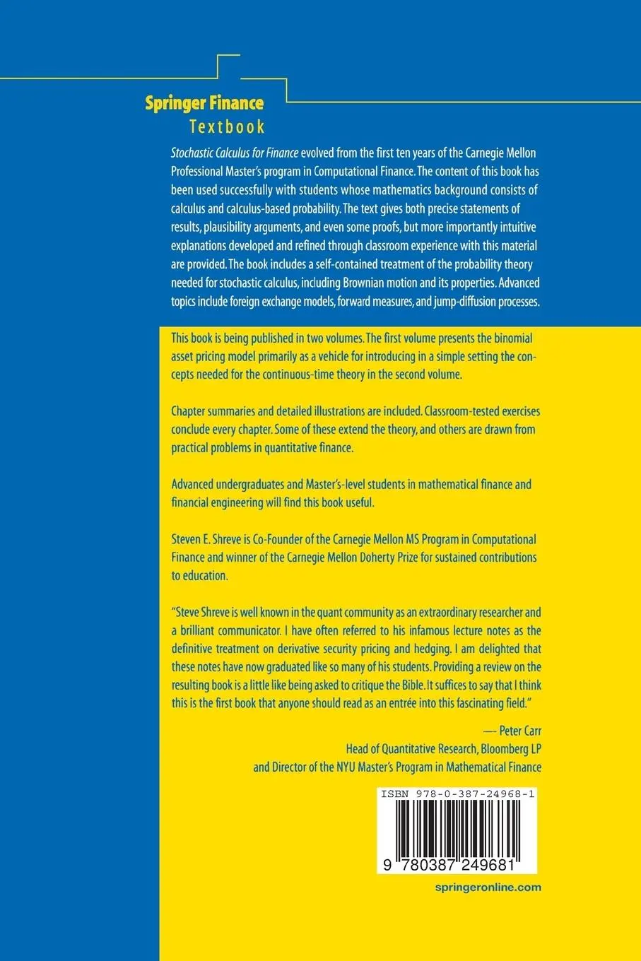 Rückseite: 9780387249681 | Stochastic Calculus for Finance I | The Binomial Asset Pricing Model