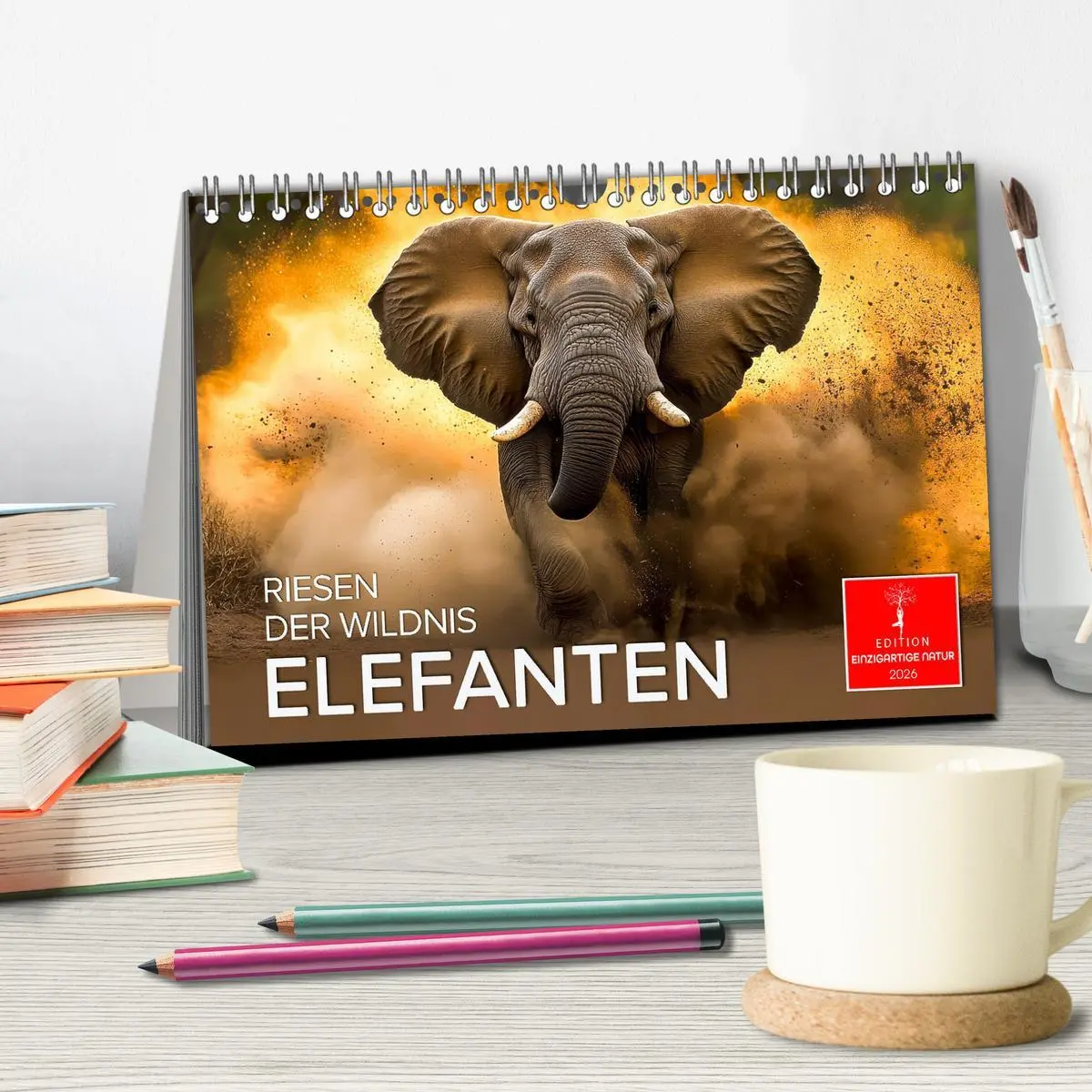 Bild: 9783457309681 | Elefanten - Riesen der Wildnis (Tischkalender 2026 DIN A5 quer),...